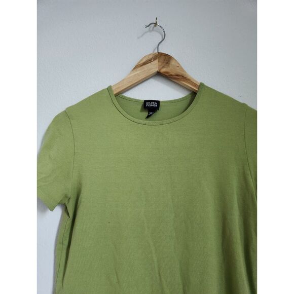 Eileen Fisher Green Short Sleeve Stretch Tee Top | Size XS - Picture 3 of 10